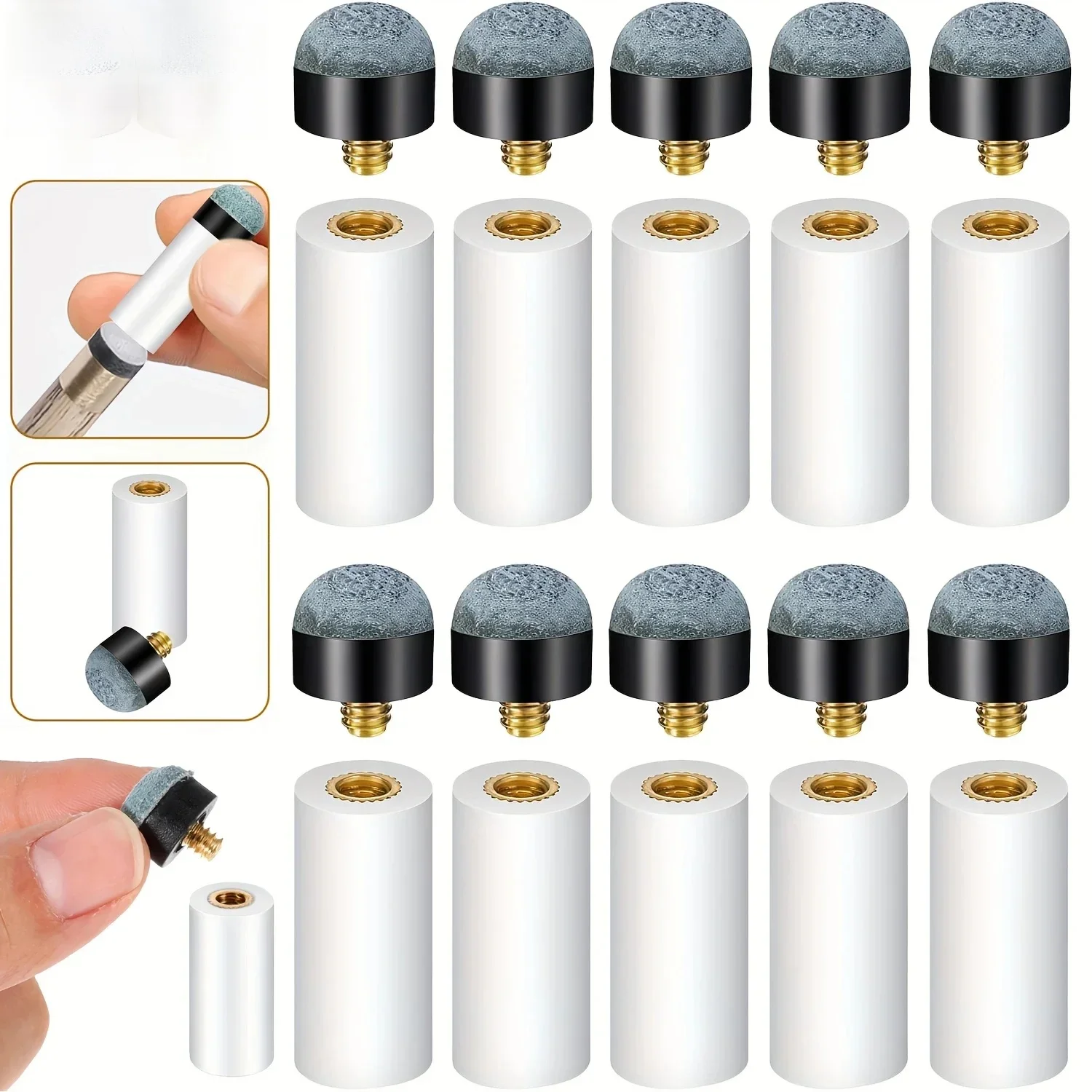 5/10 ensembles d'embouts de queue de billard de remplacement avec embouts de bâton de queue de billard embouts de queue de billard à visser embouts de queue de billard