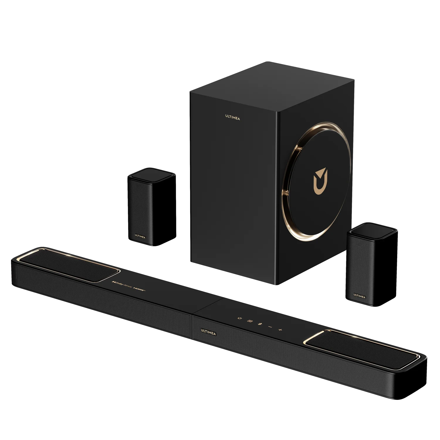 Barra de Sonido ULTIMEA Skywave F40 Boom 5.1.2ch con Dolby Atmos, Sistema de Sonido Envolvente para TV con Subwoofer y 2 Altavoces