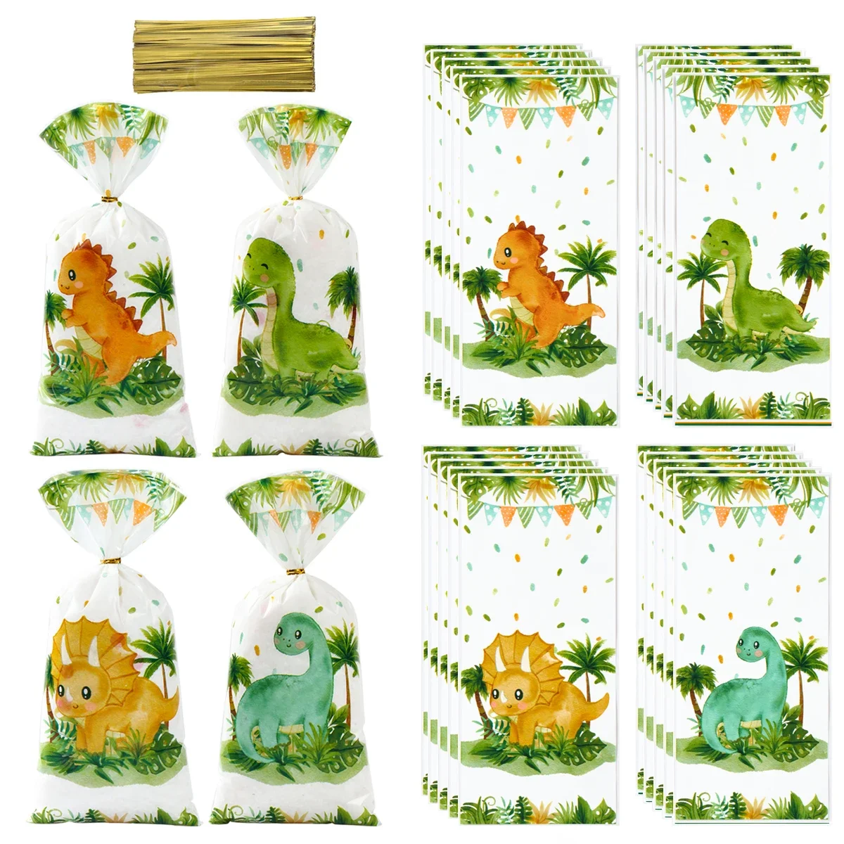 25/50/100szt Cartoon Dinosaur PVC Gift Bags Candy Cookie Packaging Bag Jungle Dinosaur Mermaid Butterfly Birthday Party Decor — zdjęcie 2