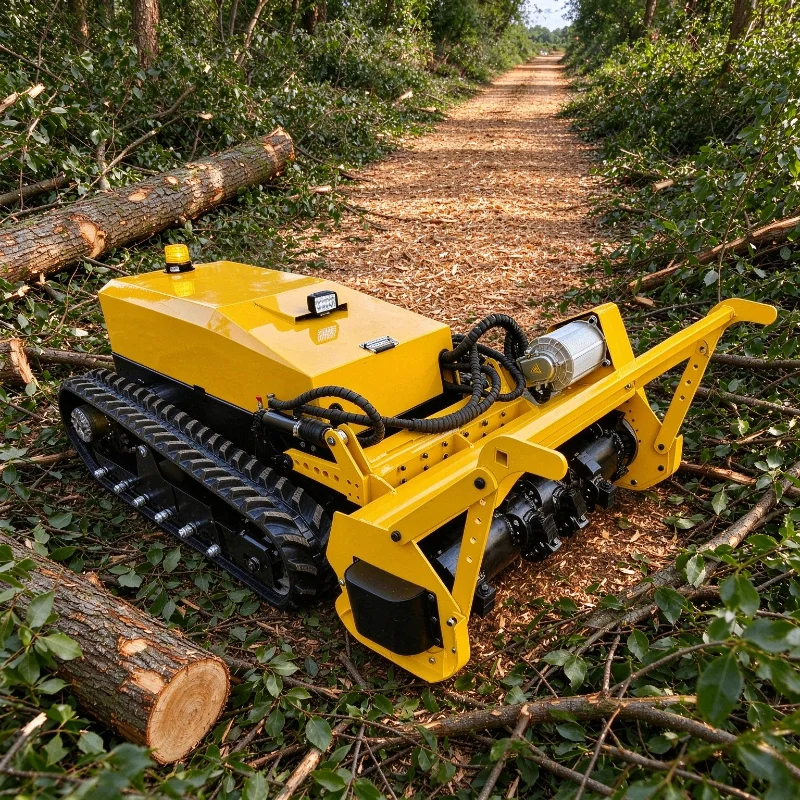 Remote Control Lawn Mower Mulcher, Powerful Electric Weed Cutter, Smart Remote Grass Cutting Machine for Farm Orchard Garden Out