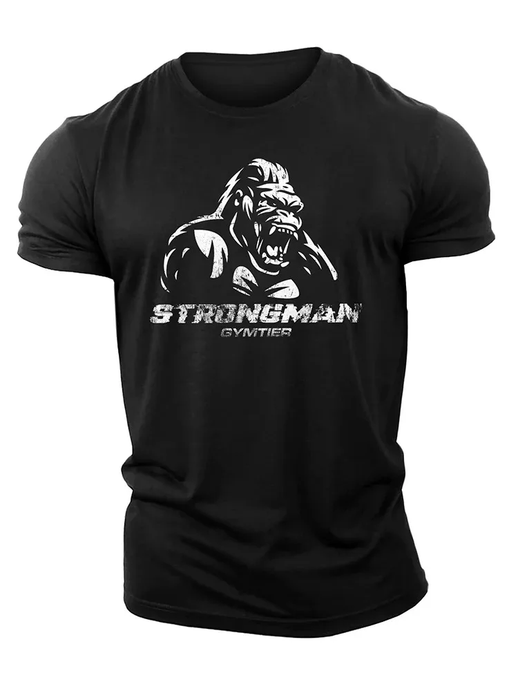 3D Printed Gorilla Fitness T Shirt High Quality Men's Short Sleeve Tops Comfortable Muscle Man Tough Guy Plus Size T Shirt