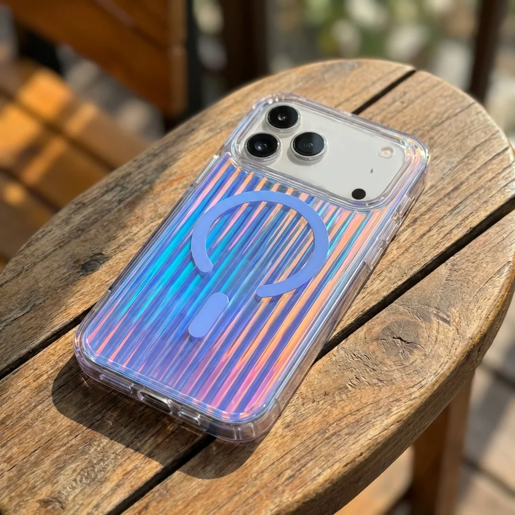 Funda para iPhone 17 Pro Max con diseño trasero de franja degradada plana, funda magnética para la serie 16, 17 Pro, 17 Air, 15, 14, 13, 12.