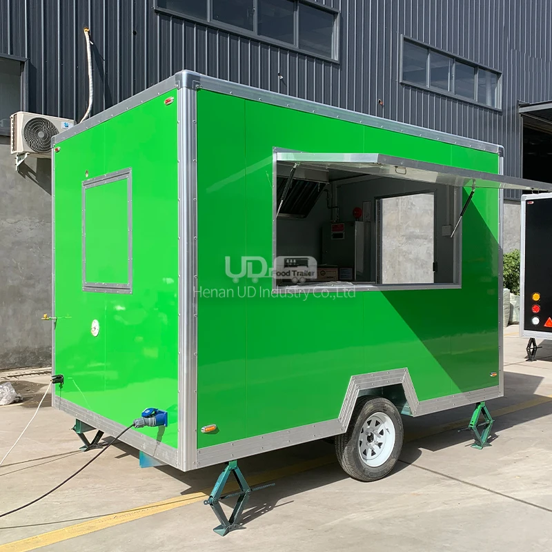 Commercial Catering Trailer Mobile Kitchen BBQ Fast Food Trailer Small Green Street Fast Food Truck with Full Kitchen