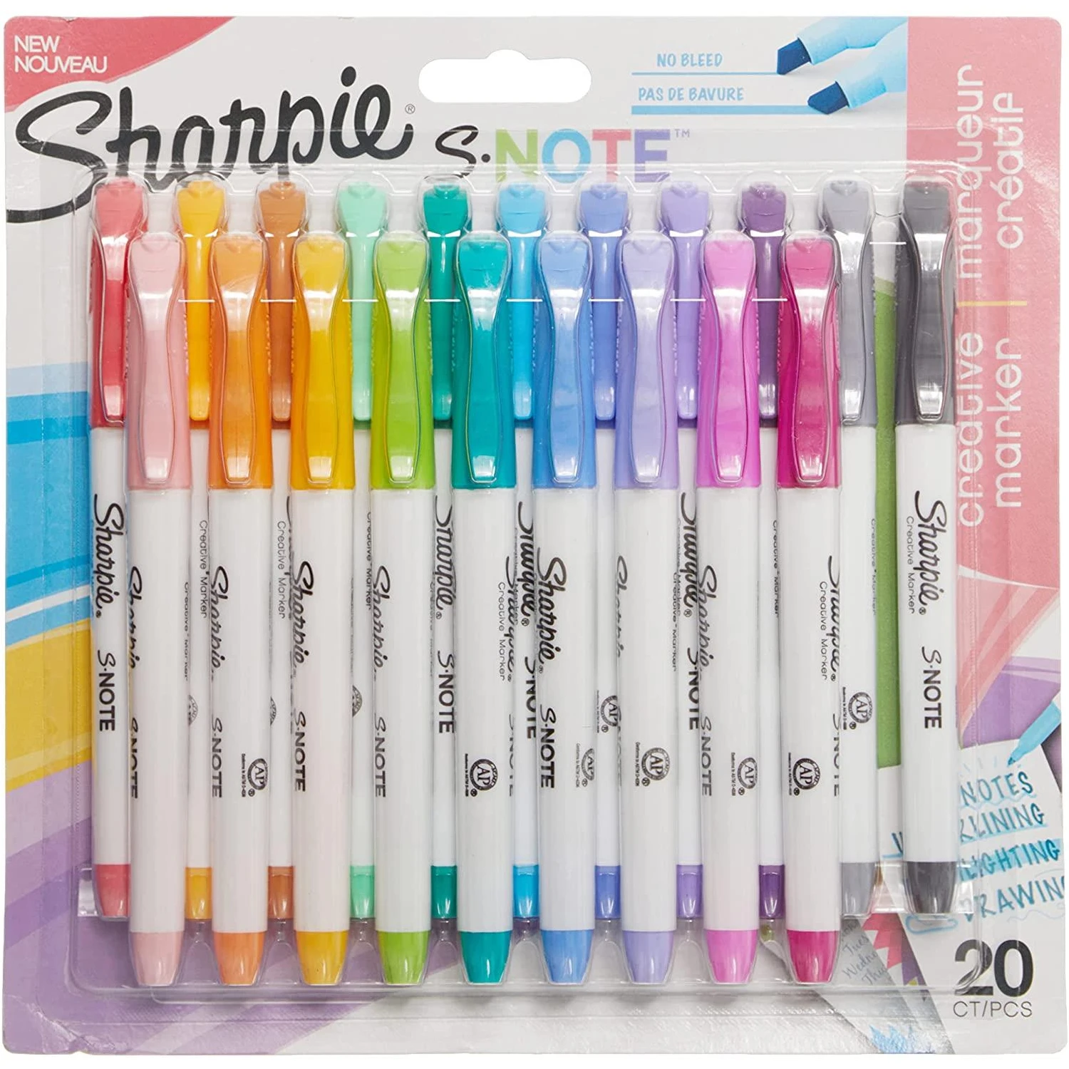 

SHARPIE S-Note 20 pcs Creative Colouring Highlighter Pens Marker Pen to Write, Draw & More Assorted Pastel Colours Chisel Tip 1