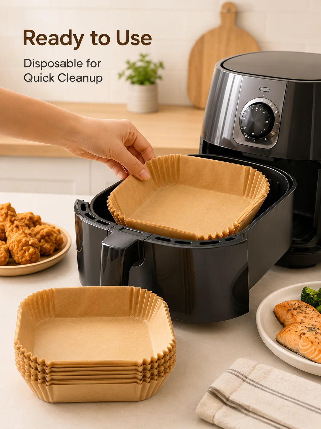 110pcs Air Fryer Paper Liners 7.87 Inch Square Disposable Parchment Liners for 5-8 QT Air Fryers view 4