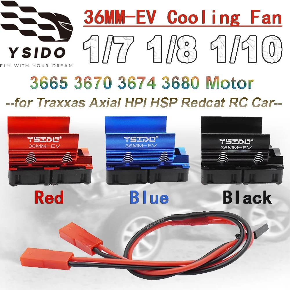 

Охлаждающий вентилятор двигателя YSIDO с двойным радиатором 36 мм-EV для 1/7 1/8 1/10 Traxxas Axial HPI HSP Redcat 3665 3670 3674 3680 Motor RC Car