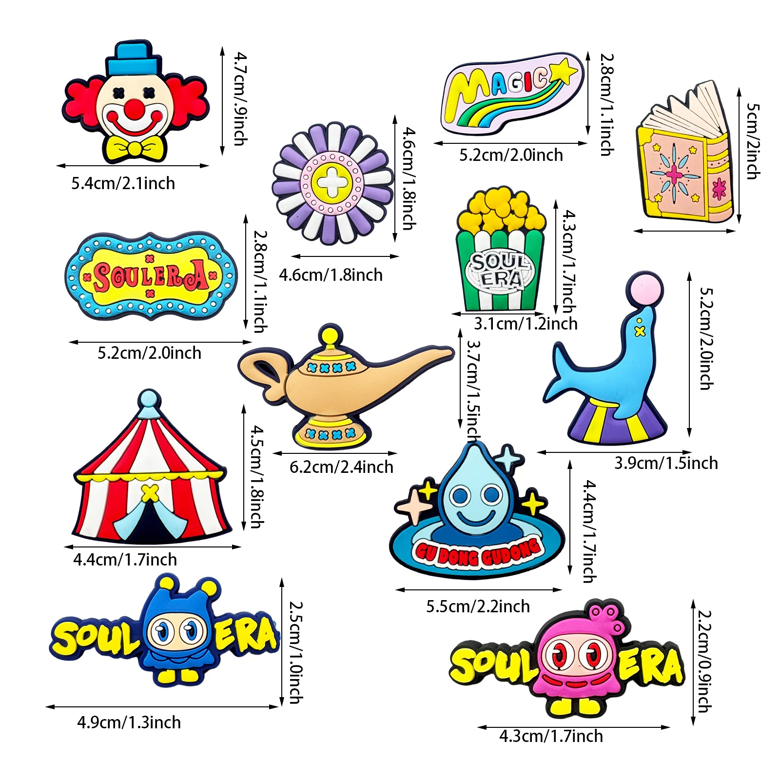 12Pcs Cute Cartoon Circus Fridge Magnets Creative Soft Glue Magnetic Sticker Early Education Sticker Refrigerator Sticker