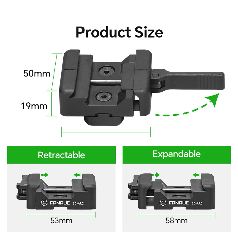 FANAUE Quick Release Clamp with Bipod Adapter Mount Compatible Arca Swiss/RRS Dovetail to Picatinny Adapter for Bipod Tripod