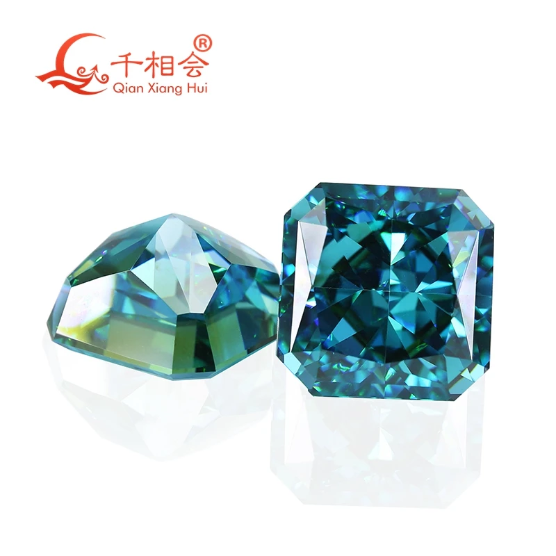 12 different color Paraiba dark blue color square shape radiant  crushed ice cut cubic zirconia loose stone cz stone