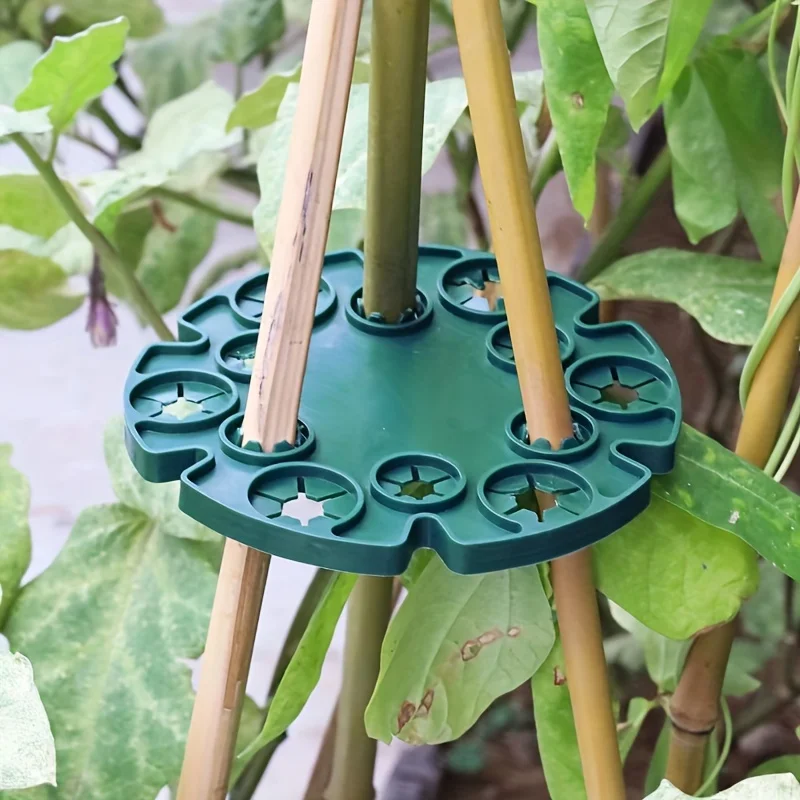 6PCS Green Bamboo Plant Support Rings, Plastic-Coated Steel Frame for Climbing Plants