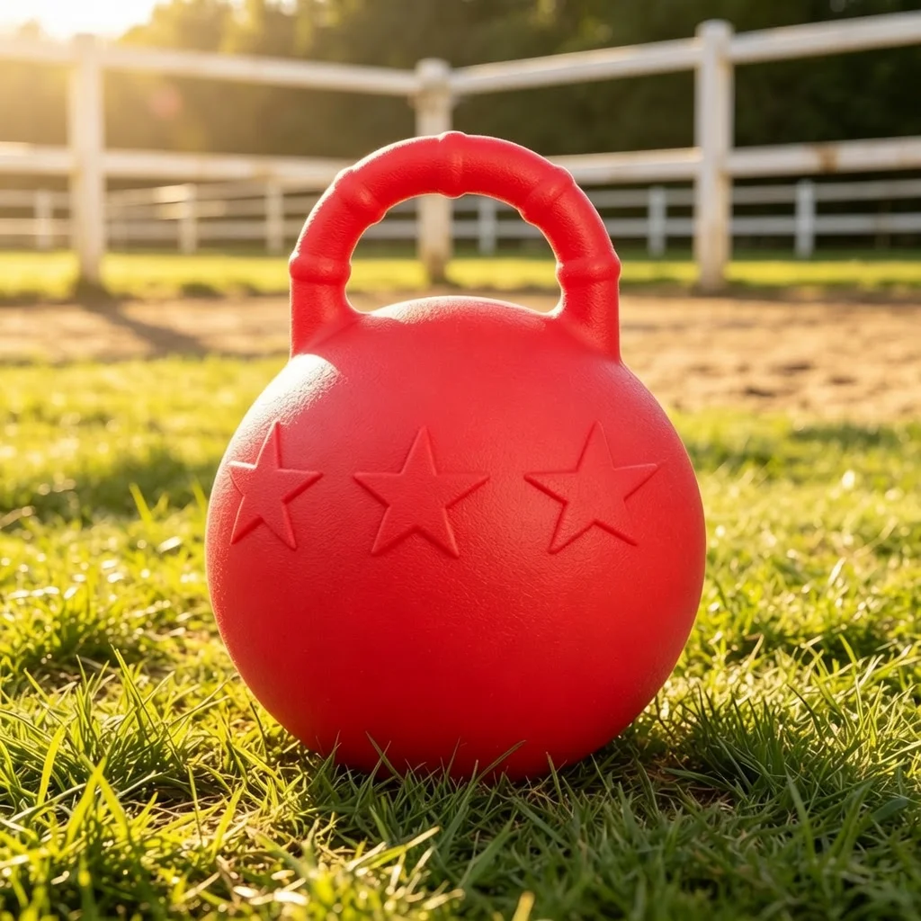 Fruit Scented Horse Play Ball Anti Burst Rubber Boredom Breaker Handle Toy for Veterinary Training Horses