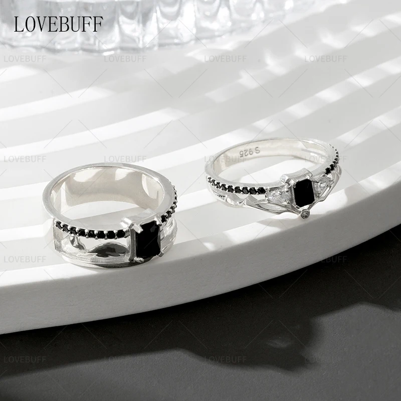 LOVEBUFF Love and Deepspace Sylus Ring Inspired Silver Closed Wedding Bands