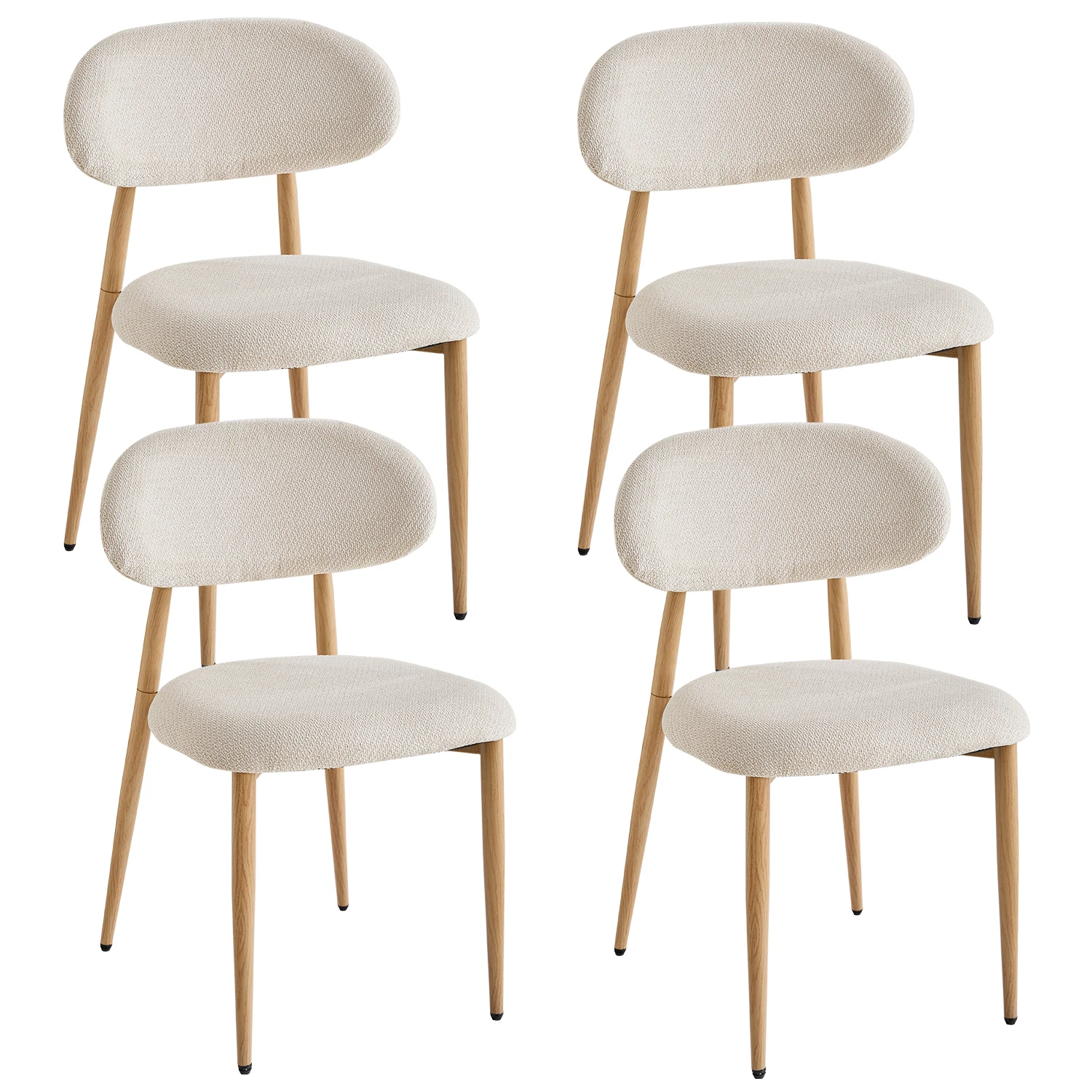 EGOONM 2/4/6 chaises de salle à manger de style nordique, revêtement en tissu de lin doux, pieds en bois massif, pour la cuisine et la salle à manger