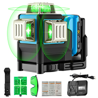 3D Green Laser Level Automatic Precision Leveling 3x360 12 Lines with 12V Rechargeable Lithium Battery Ideal for Construction