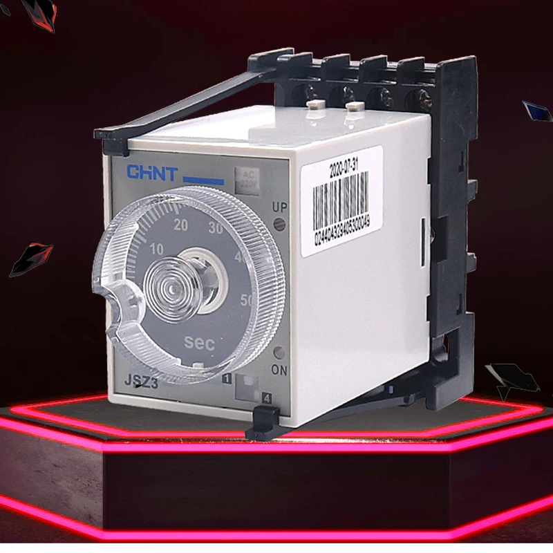 1PCS JSZ3C Time Relay 220V Controller 380VB Power-on Delay C With Instantaneous 24V Contact D With Base + Hook