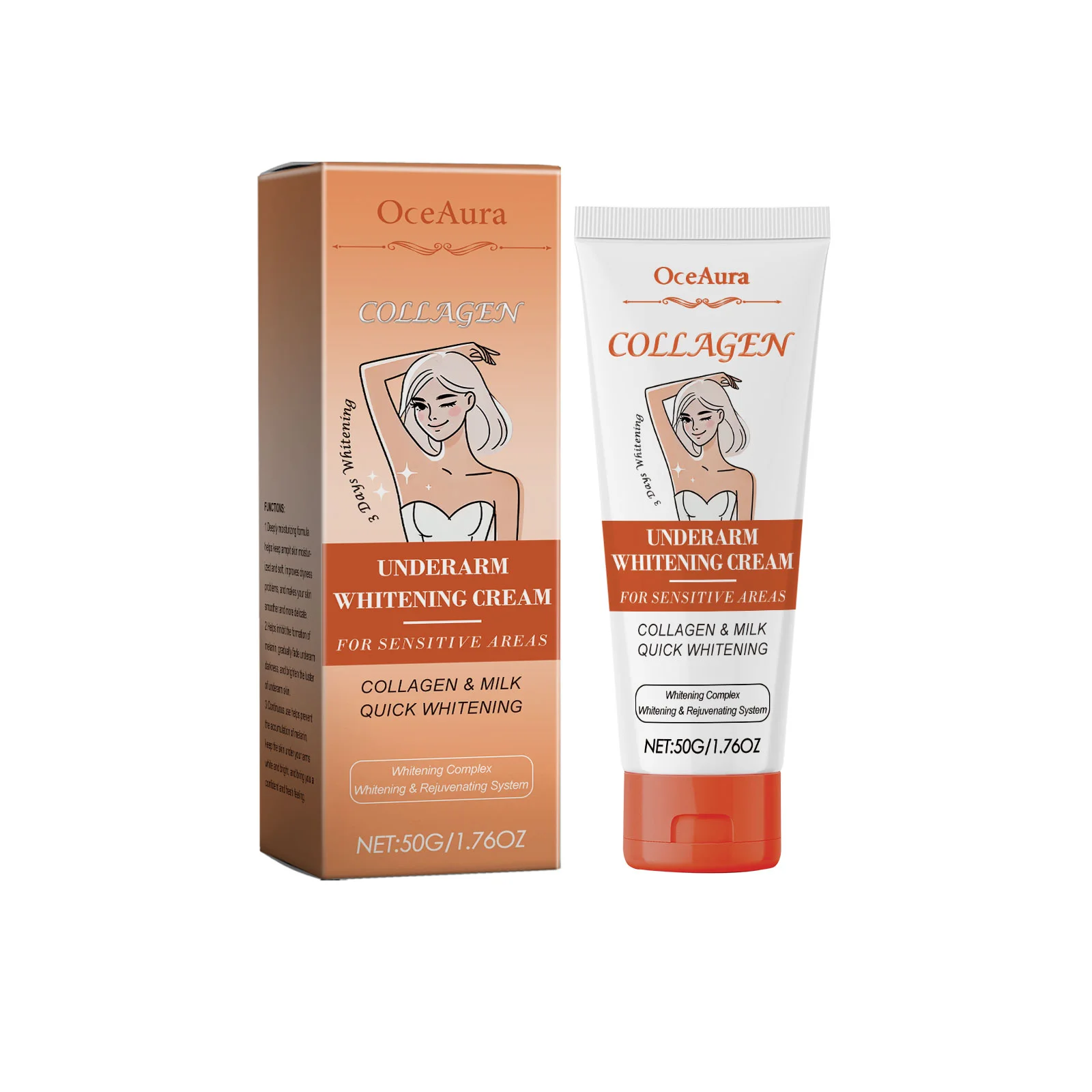 Oceaura Underarm Brightening Cream Dark Spot Fade Even Tone Brightening Nourishing Smooth Skin Underarm Skin Tone Corrector 50g - Image 6