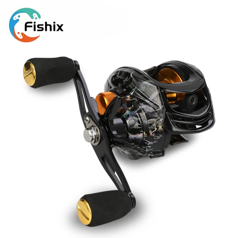 

FISHIX Sea Fishing Reel Black Design Double Metal Rocker Arm Bait Casting Reels with Smooth Operation Good Quality High Speed