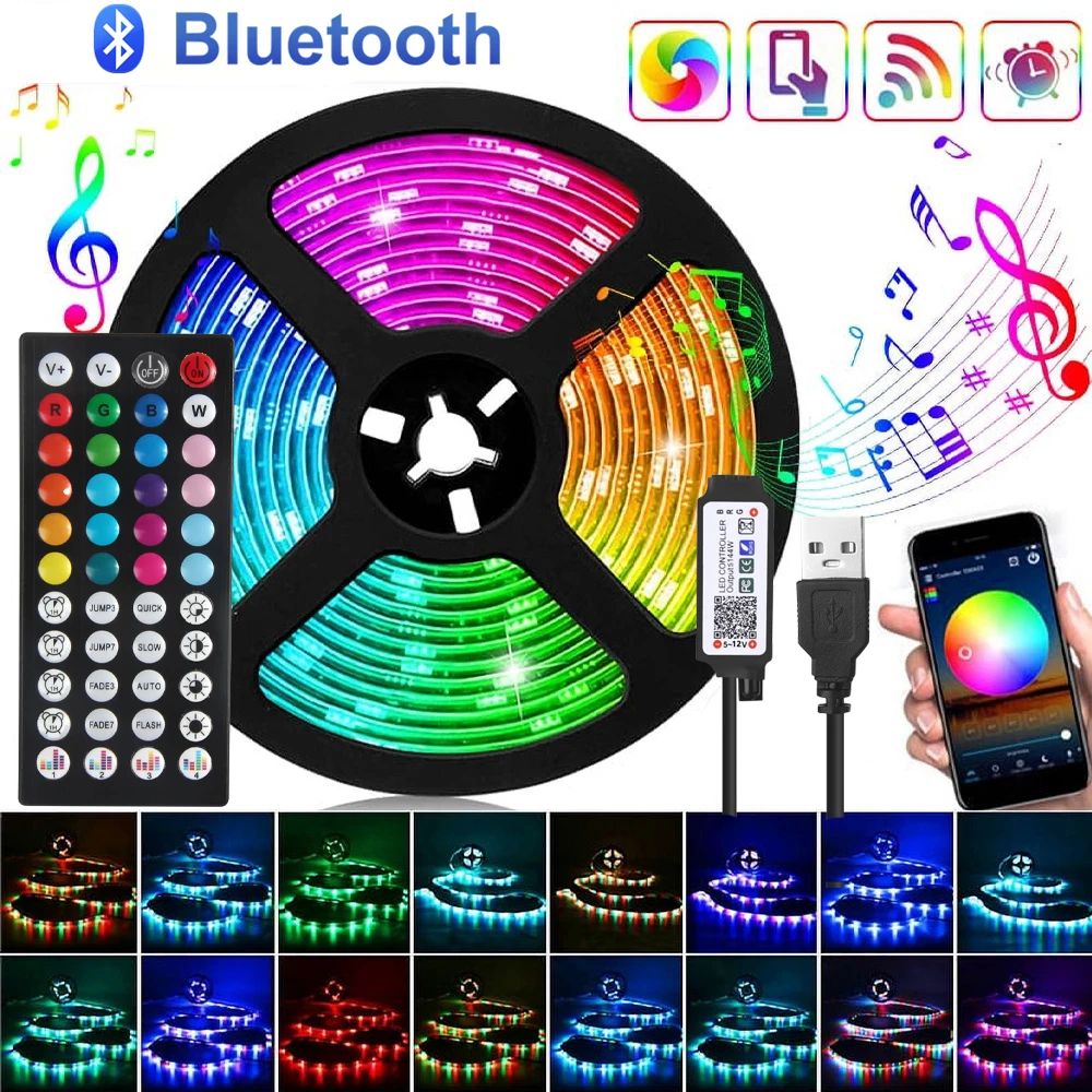 RGB LED Strip Light TV Backlight With 44-Key Remote USB APP Control Music Sync Lamp For Bedroom Decoration свктодиодная лента