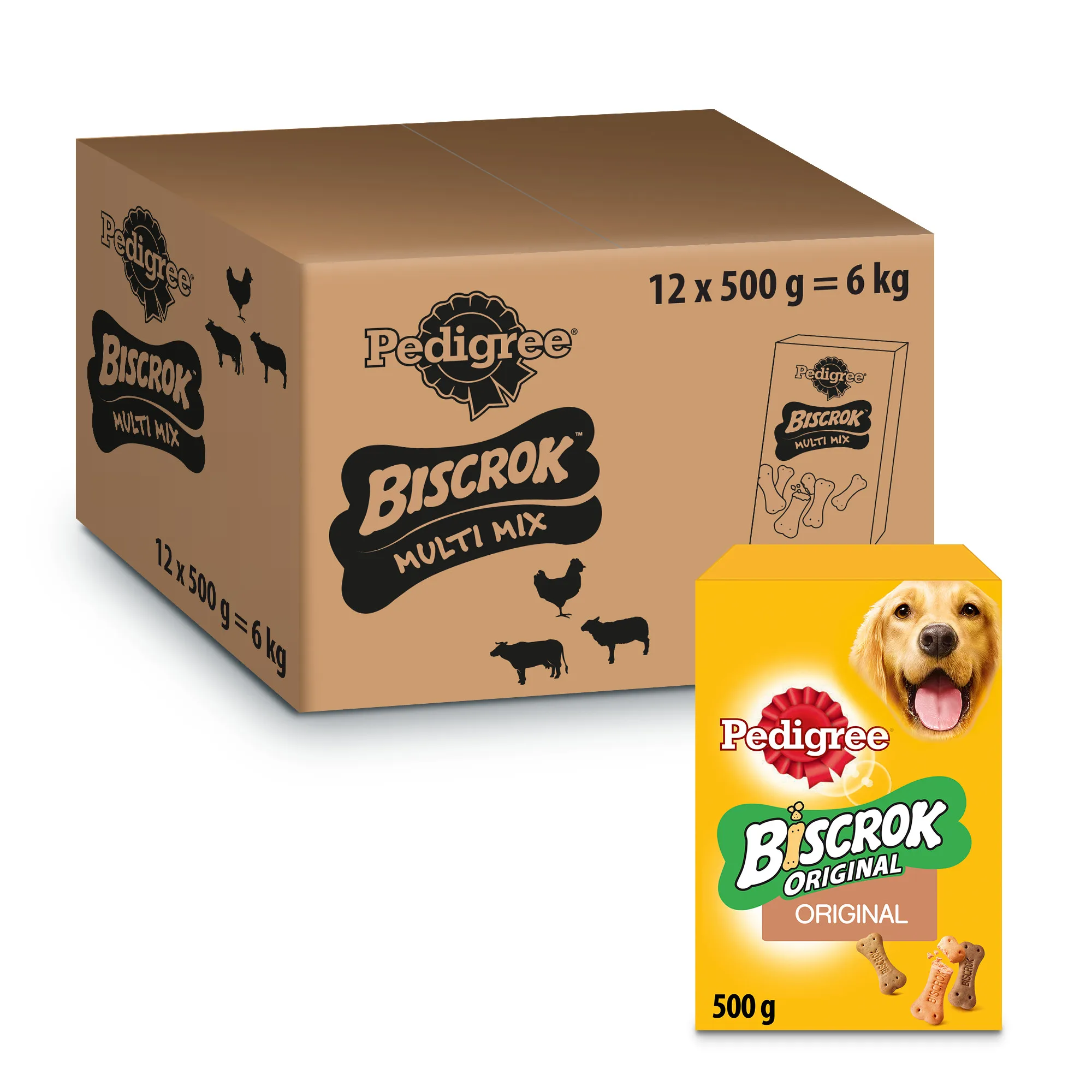 Pedigree Biscrock 3 flavors dog biscuits (12x500g Pack)