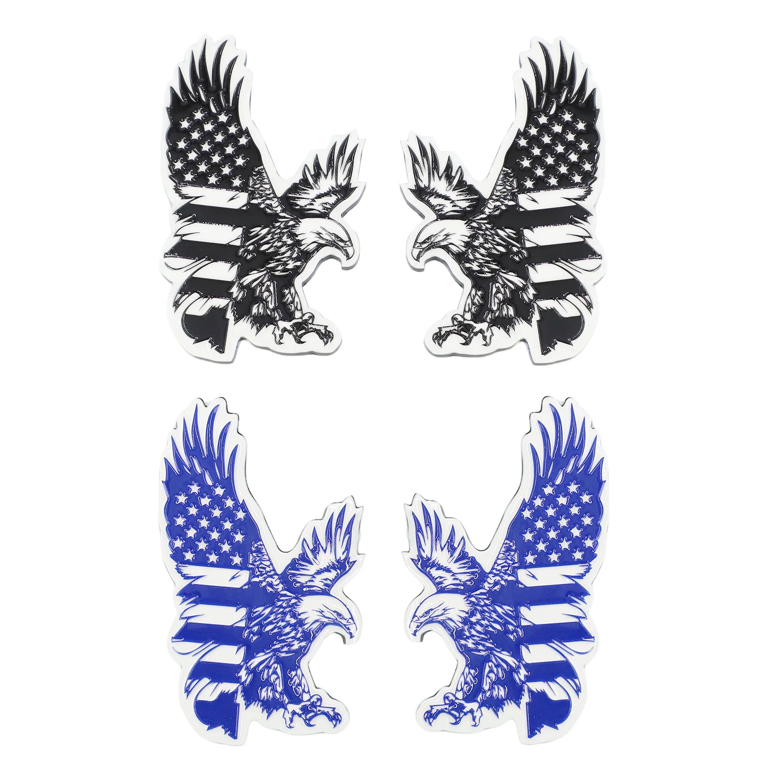 

2pcs 3D US eagle flag car emblems,decorative items.Suitable for decorating the rear side of cars,trucks,and SUVs,waterproof