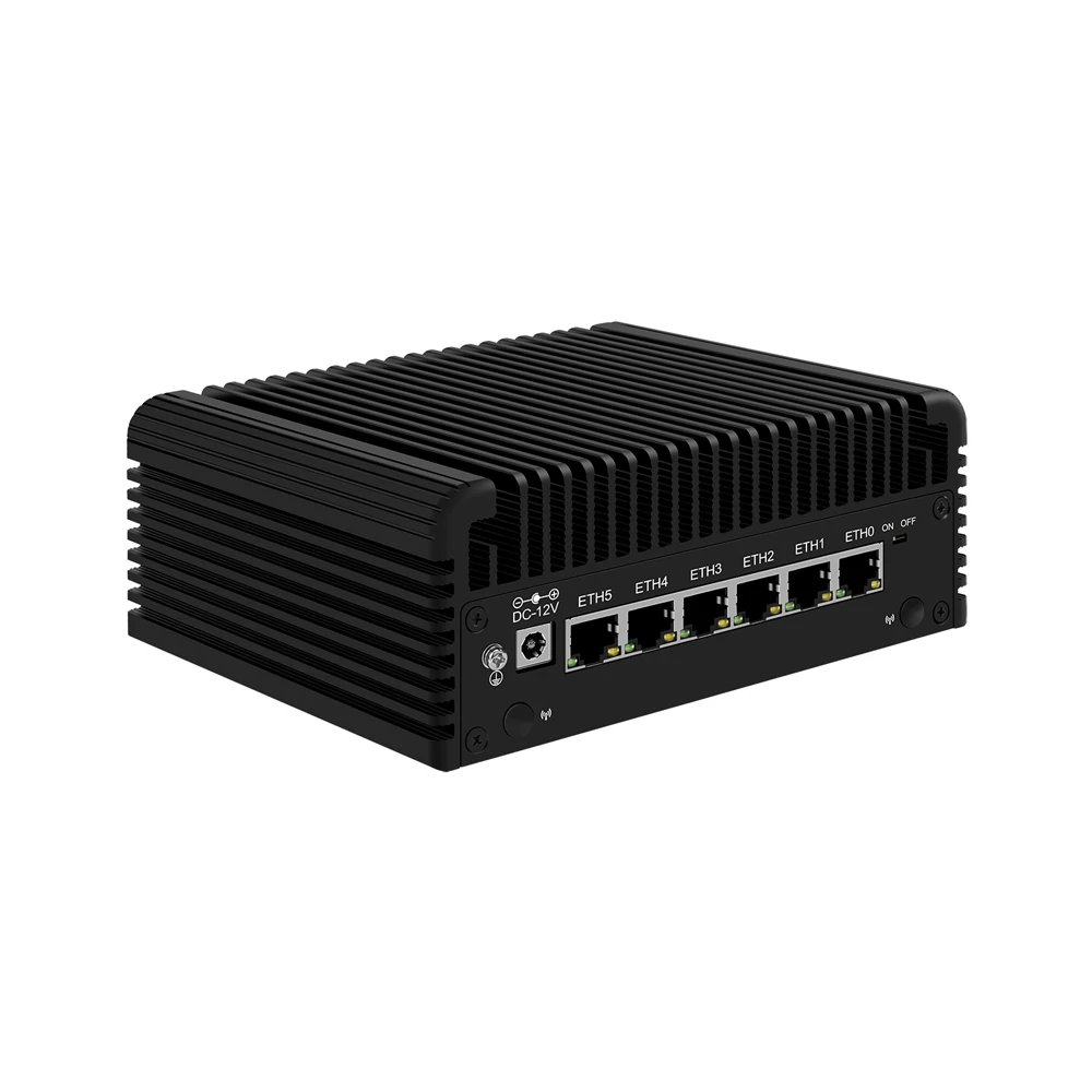 Micro pare-feu HUNmersible, Mini PC,Intel N100/N200/N305,RJ46, Routeur PC, Explosion, 6xIntel 2.5GbE I226-V,2HDMI2.1,TF,Type-C