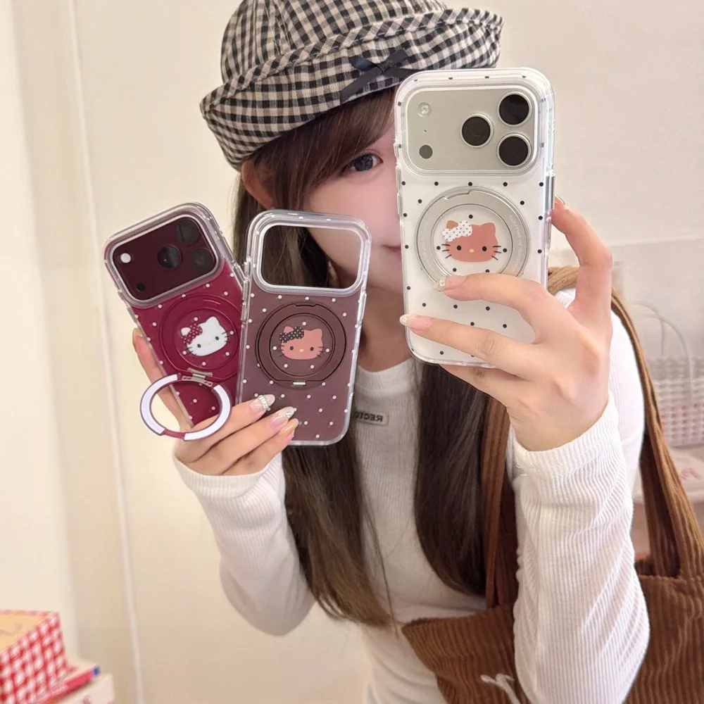 New Ins Cute Cartoon Cat Magnetic Phone Case for iPhone 18 17 Pro Max 15 16 17 18 Pro Fashion Shockproof Protective Cover Kawaii