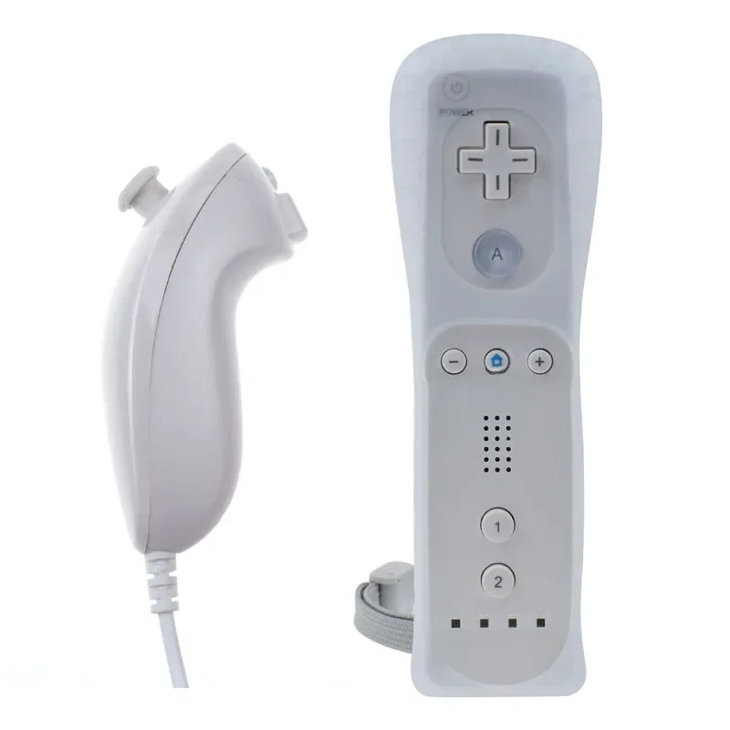 Pack Wii Remote mit gebaut-in Wii motion plus + Nunchuk Kompatibel Wii Weiß, 2 in 1 wireless Remote