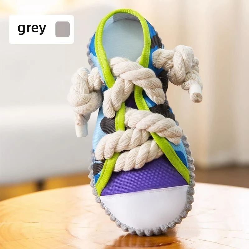 TOWOWO Dog Toys Shoes Pet Cotton Rope Slippers Sound Making Toys Teeth Cleaning Built-in BB Airbag Round Ball Bell Various