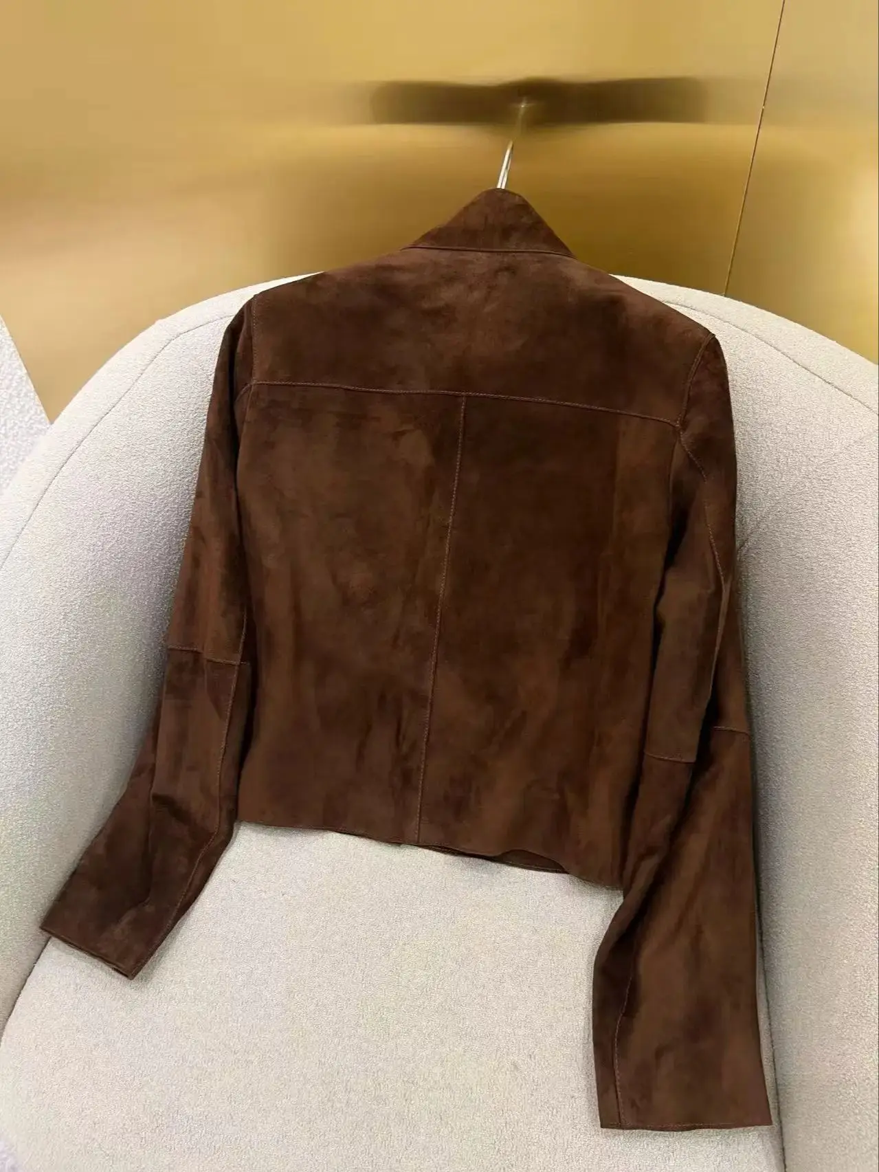 Stijlvol casual damesjack van echt suède met opstaande kraag