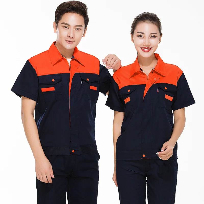 Mechanical Working Coverall Set Men\'s Summer Thin Work Clothes Workshop Worker Factory Clothes Auto Repair Engineering Uniform