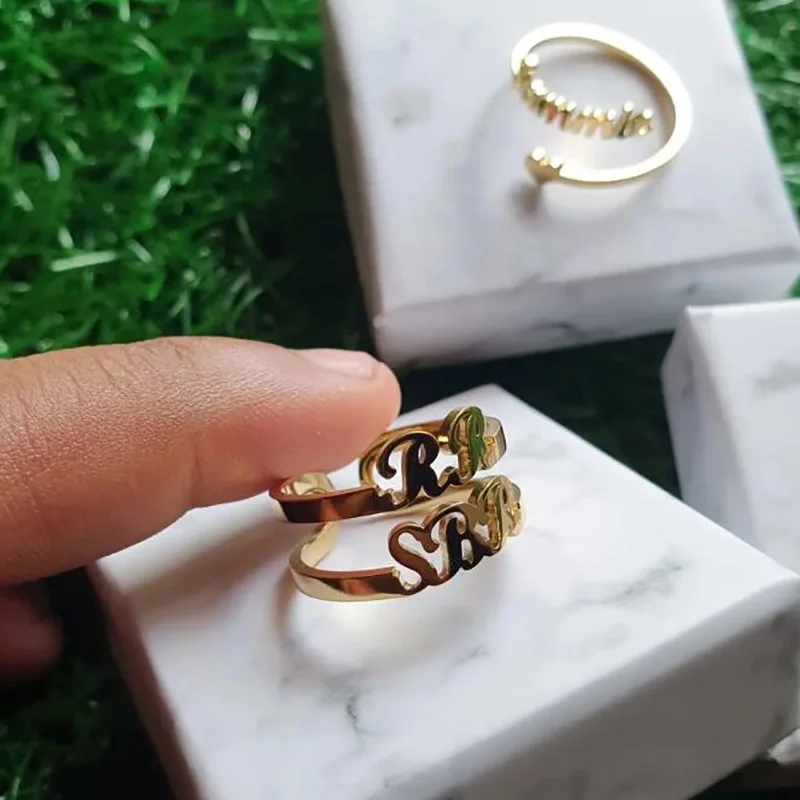 Custom Name Rings For Women Stainless Steel Silver Color Name Finger Couple Ring Women Personalized Birthday Jewelry Gift
