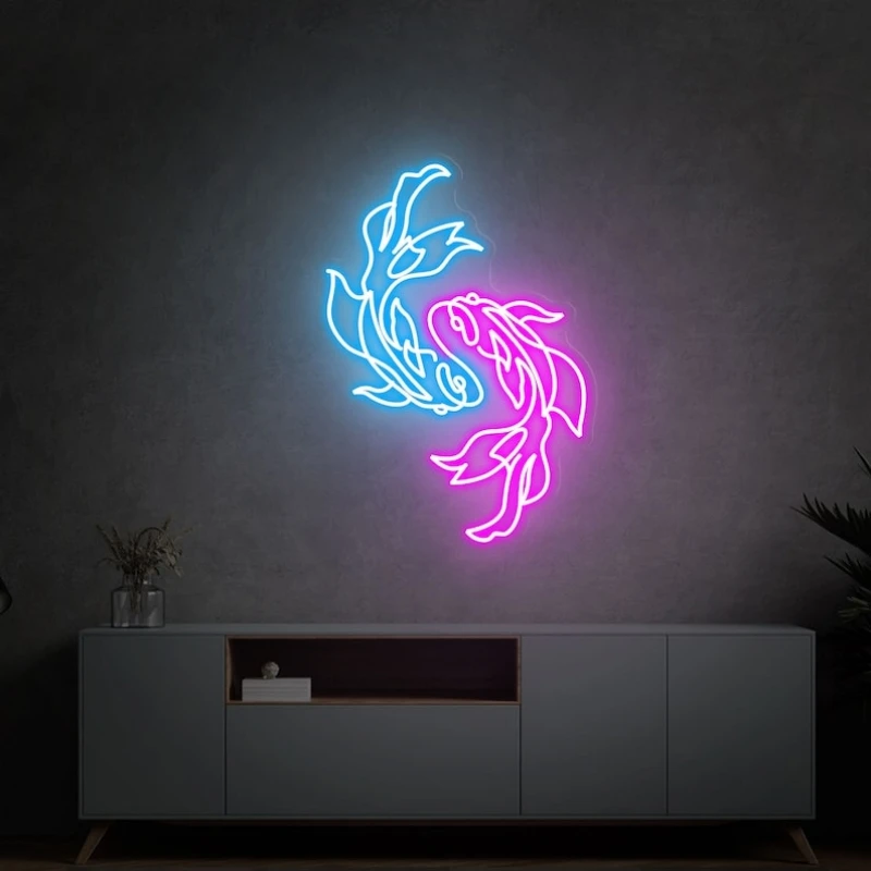 Koi Neon Lights Customized Neon Lights Japanese Neon Lights Japanese Style Decoration Interior Hotel Room Decoration