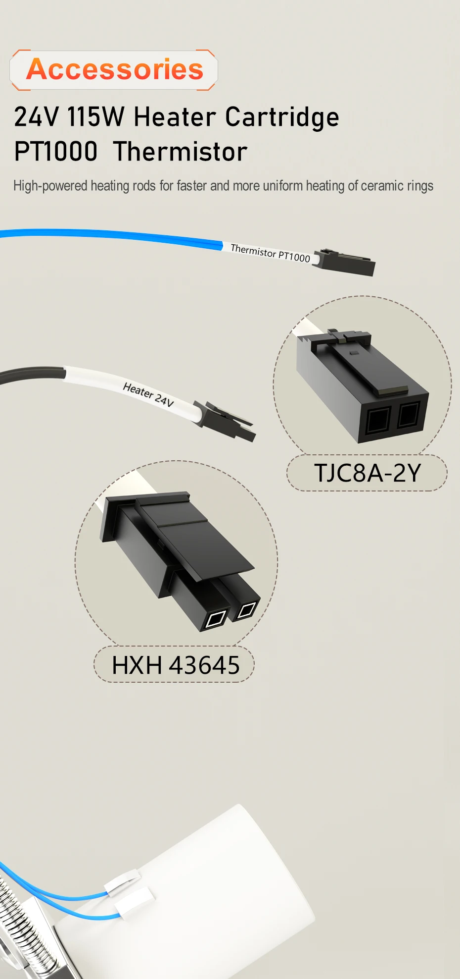 Trianglelab 115W Hochleistungs-CHC Pro Kit PT1000 Keramik-Heizkern Schnellheizung für Ender 3 Volcano Hotend CR10 MK3S BLV – Detail 4