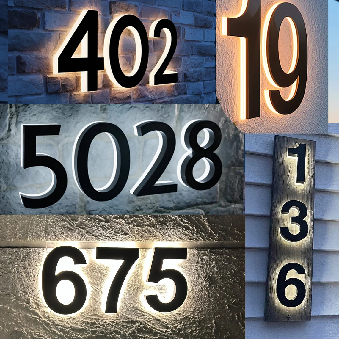 Modern Metal House Number, Custom House Number,Backlit LED House Sign,Address Sign,House Numbers LED Light