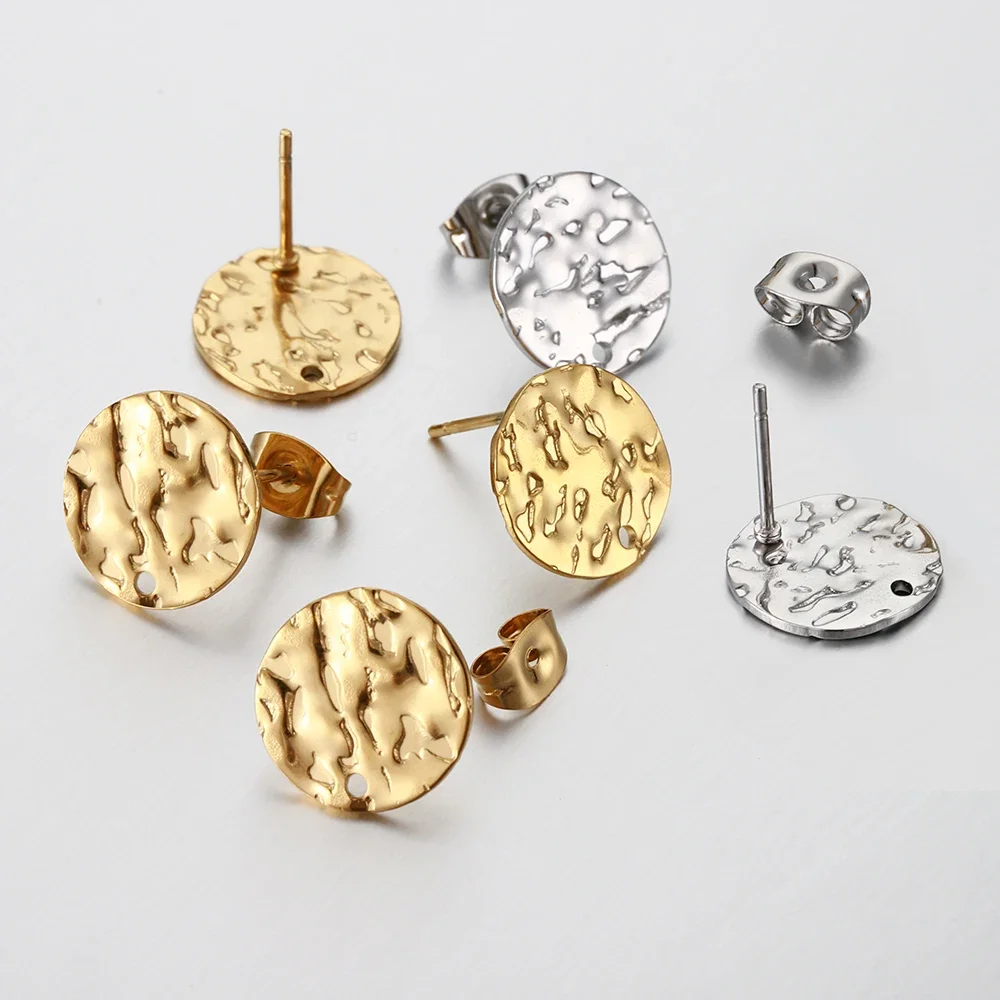 NONE 10 pièces en acier inoxydable gaufrage clous d'oreille boucles d'oreilles postes ensemble pour boucles d'oreilles Piercing fabrication de bijoux bricolage 3