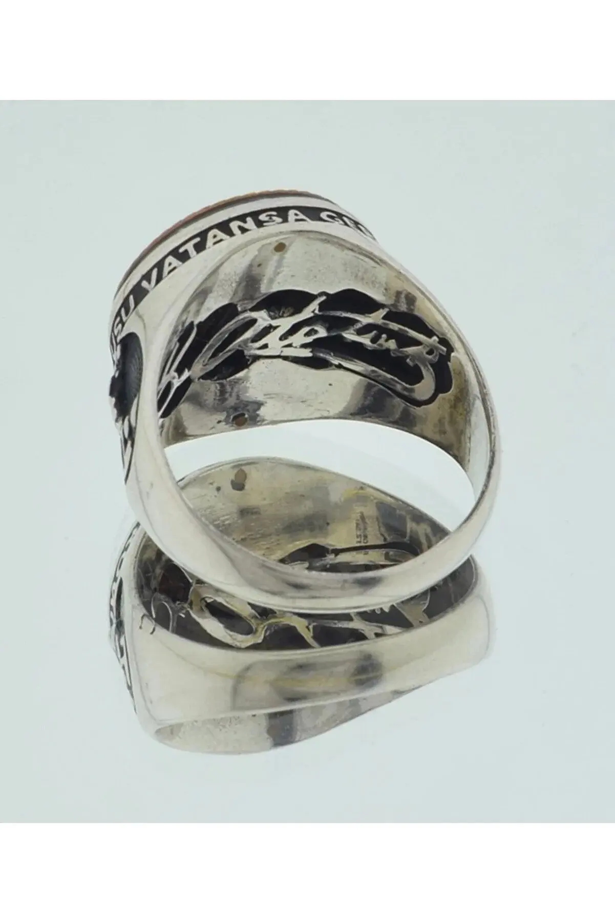 

Снежное серебряное стандартное серебряное кольцо с мотивом селюка, подписанным K. Ататюрк мод40