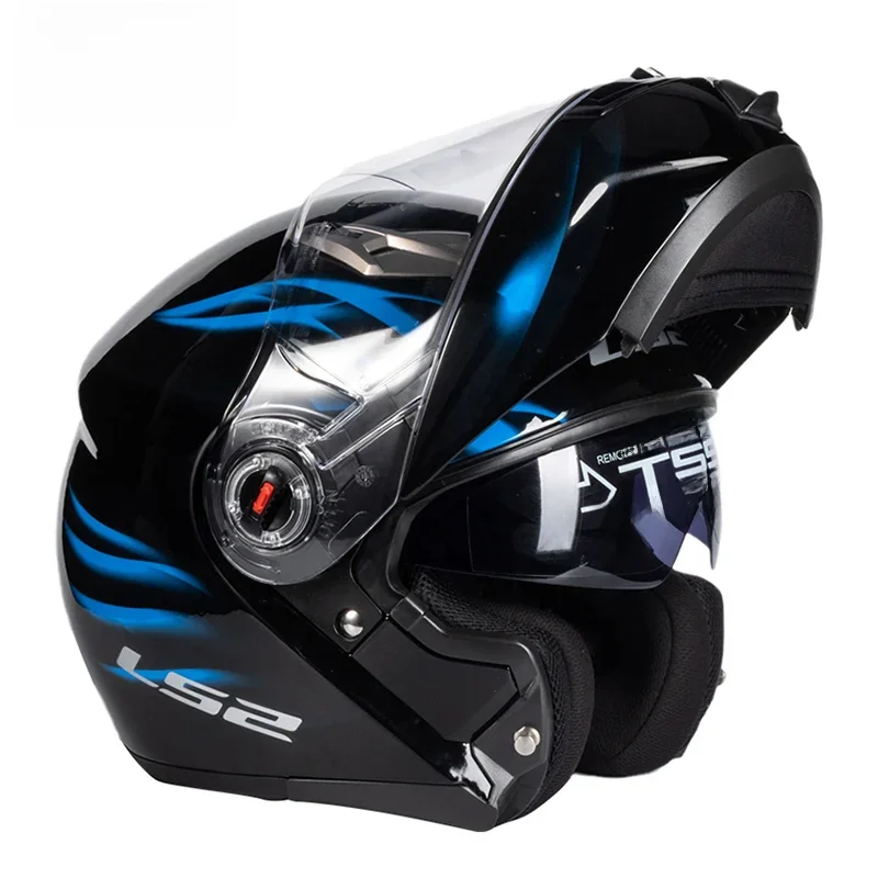 Ls2 Ff370 Opklapbare Motorhelm Ls2 Dual Lens Modulaire Helmen Met Zonneklep Casco Moto Capacete Ece-Certificering - afbeelding 2