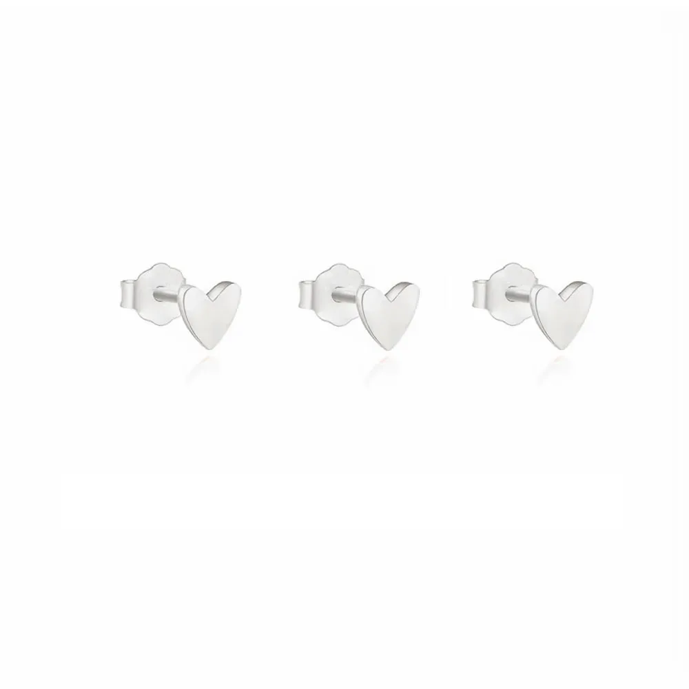 3Pcs Smooth Love Butterfly Back Stud Earrings for Women