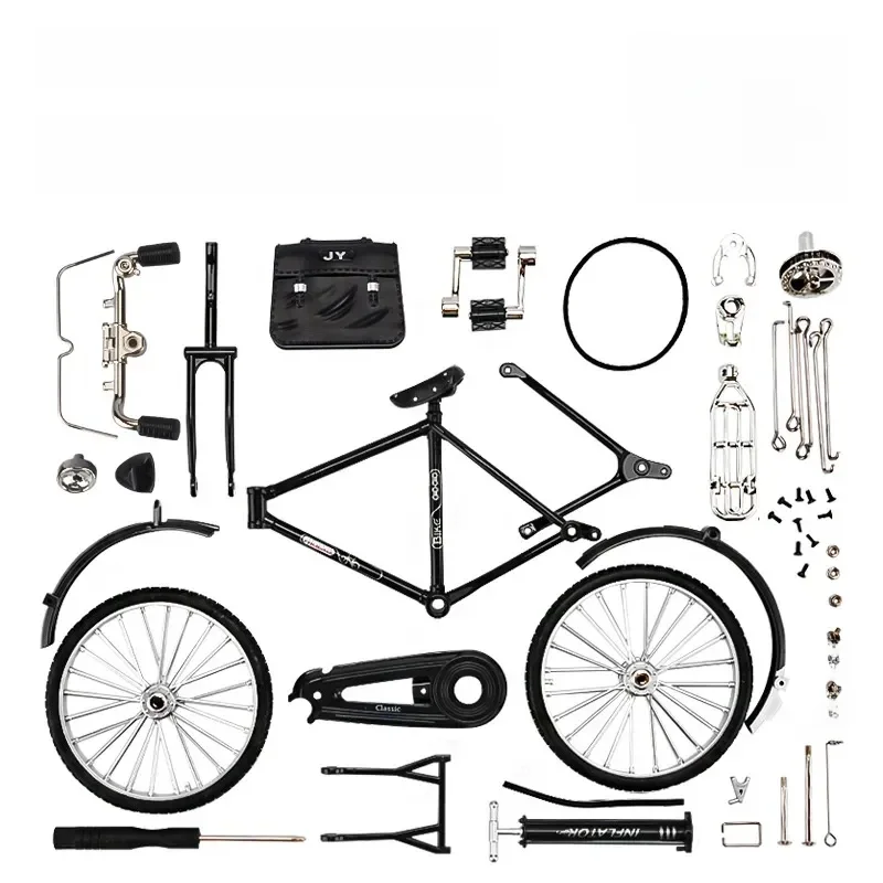 AliExpress 1:10 DIY Mini Retro Alloy Bicycle Diecast Model Metal Bike Sliding Assembled Version Simulation