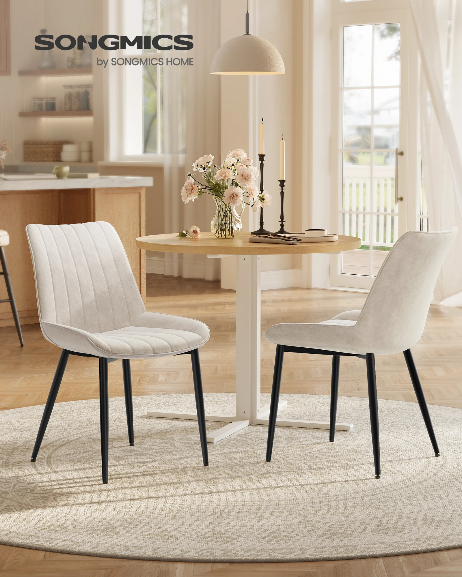 Lot de 2/4/6 Chaise Salle à Manger, Chaise Cuisine, Supportant Jusqu’à 120 kg, Pied en Acier, Dossier Ergonomique, pour Salle à Manger, Cuisine