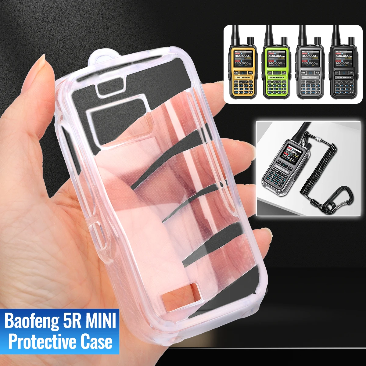 

ABBREE Transparent Soft TPU Walkie Talkie Protective Clear Cover Easy Carry For Baofeng UV-5R MINI Ham Radio For Outdoor Hiking
