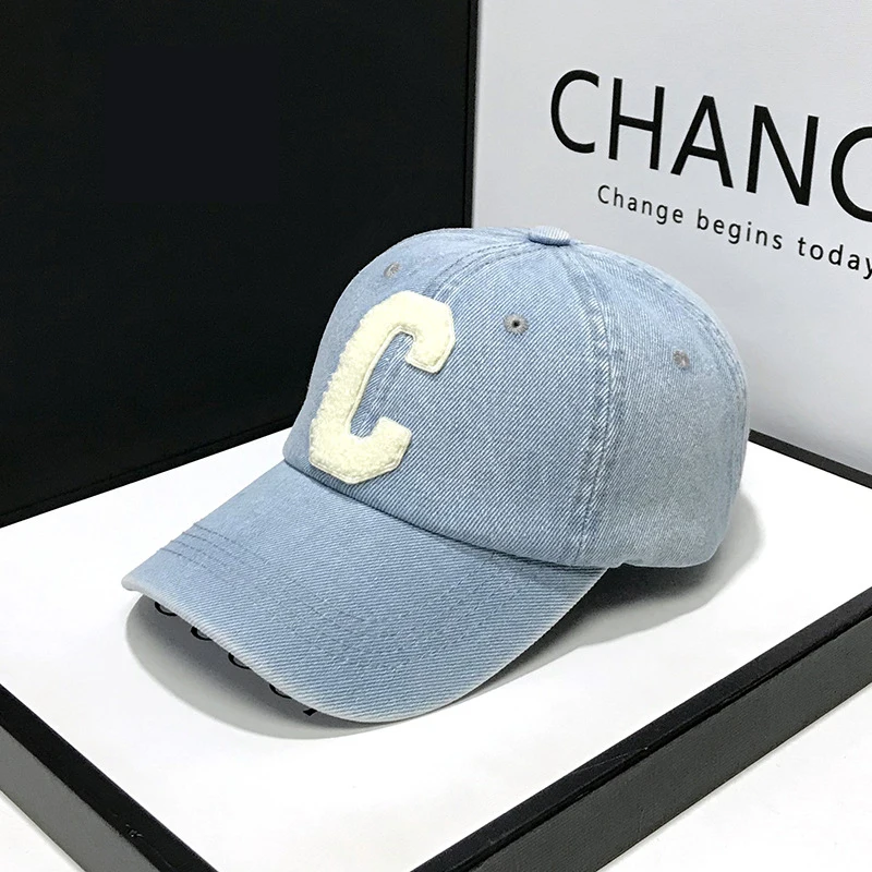 Casquettes de baseball en denim pour hommes et femmes, décontracté, 100% coton, lettre C, printemps, été