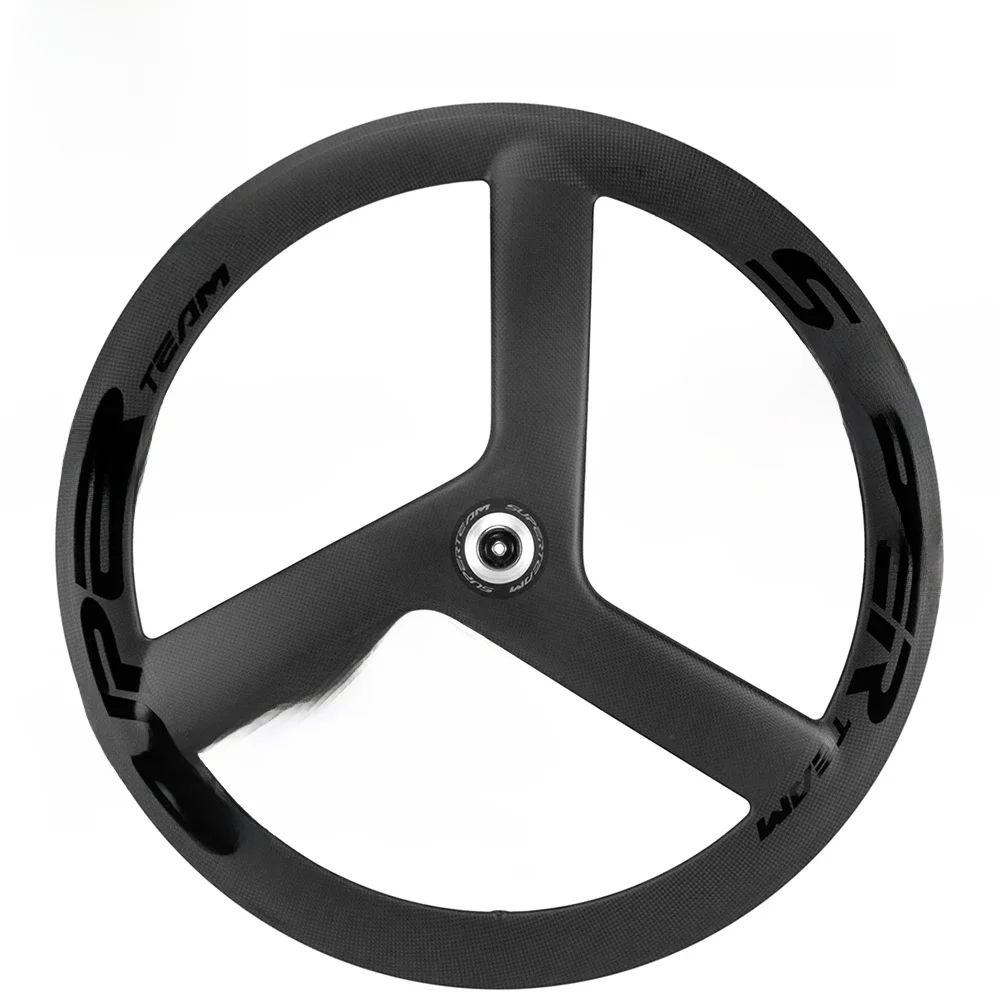 AliExpress SUPERTEAM 3-Spoke Carbon Wheels Fixed Gear/Road Hub For Track/Road Racing Bicycle Tri Spokes Carbon Wheelset 700C