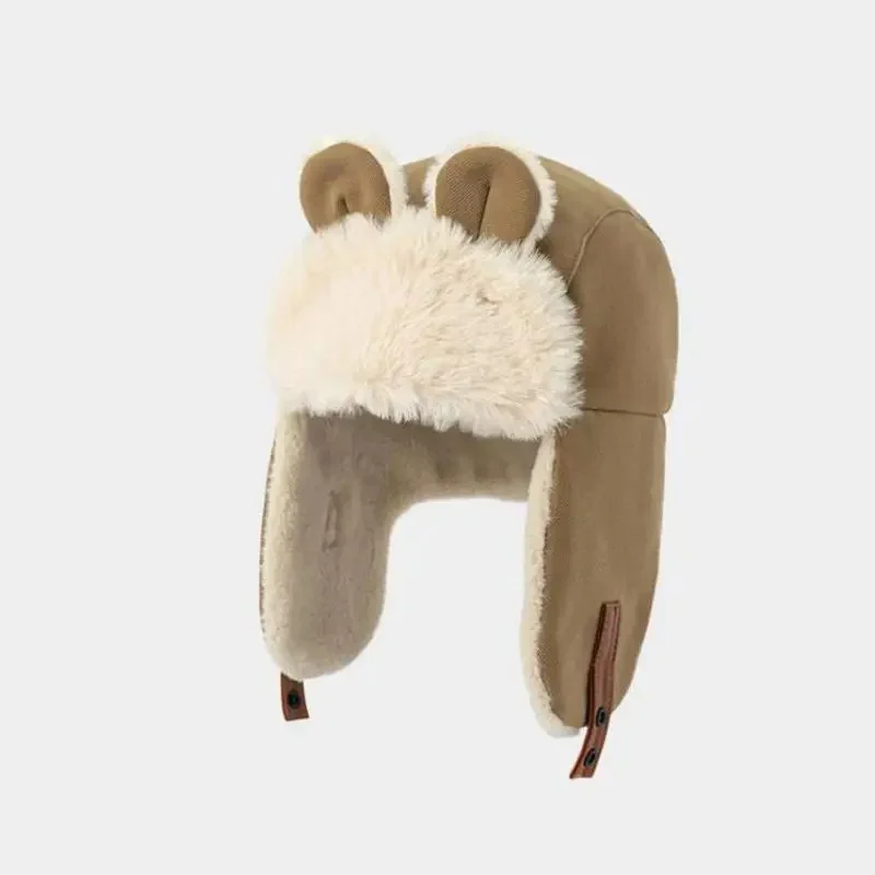 AliExpress COKK Cute Bear Winter Hats Women Windproof Earflap Bomber Hat Outdoor Keep Warm Riding Cycling Thickened Faux Fur Winter Cap New