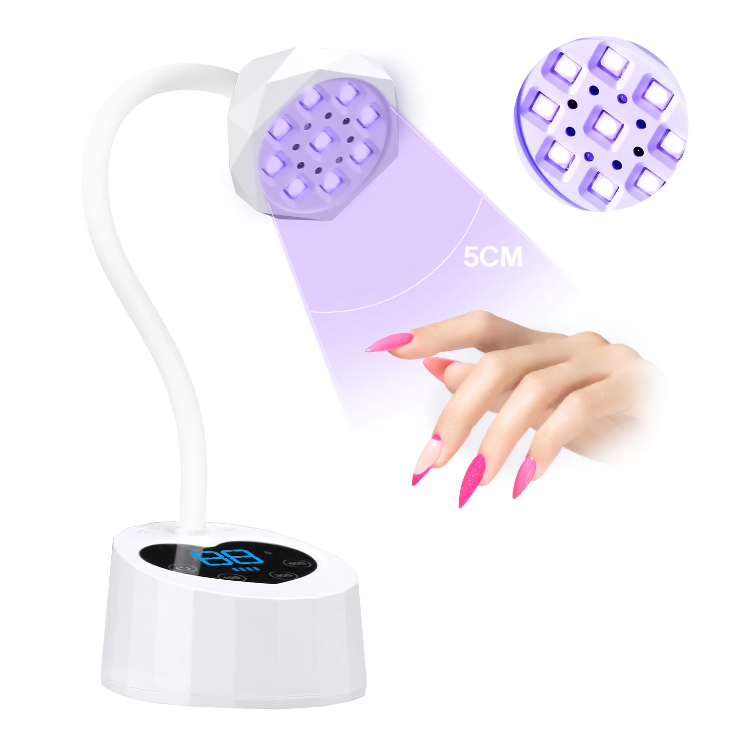 

Rechargeable UV Nail Lamp Auto - Sensing Technology, 360° Adjustable Flexible Hose & 3 Timing Settings for Fast Gel Curing