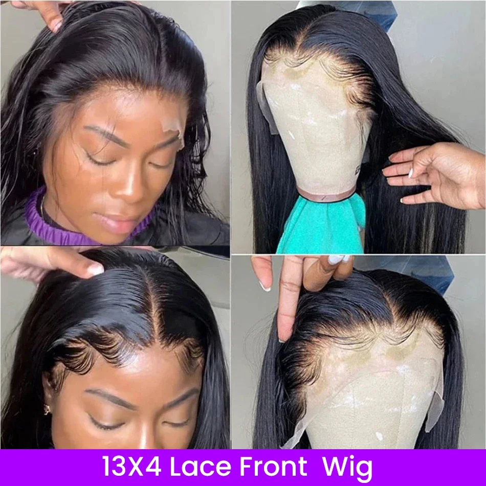 Bone Straight Lace Front Brazilian 13x6 Hd Frontal Wig 30 40 Inch Straight Lace Front Human Hair Wig Pre Plucked For Women