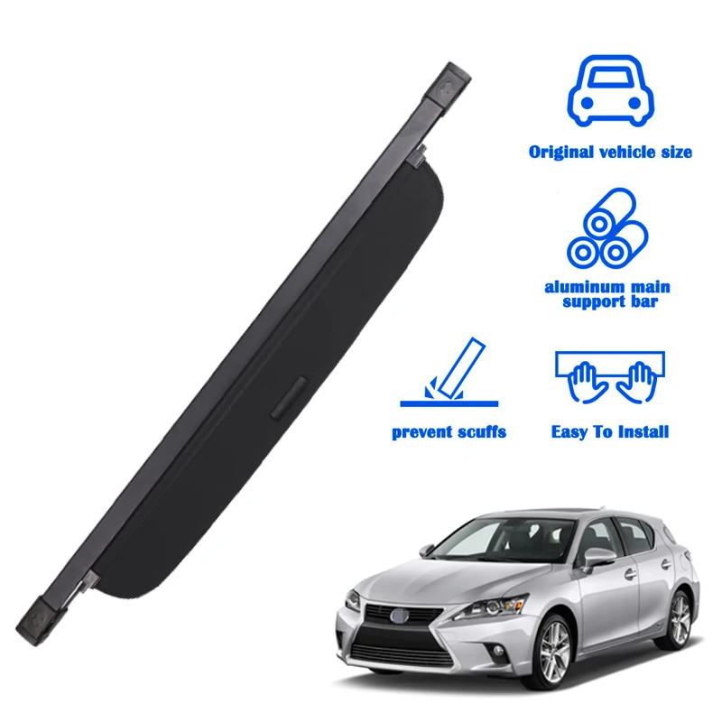 For Lexus CT200H 2009-2020 Cargo Cover Trunk Retractable Parcel Rack Waterproof Shield Privacy Cargo Cover ct200h Auto Parts