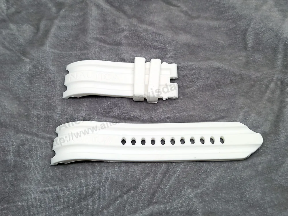 Fits/For Nautica BFD100 A15583G , N15567G , N15583G , A15567G  - 24mm White Rubber Silicone Replacement Watch Band Strap Belt