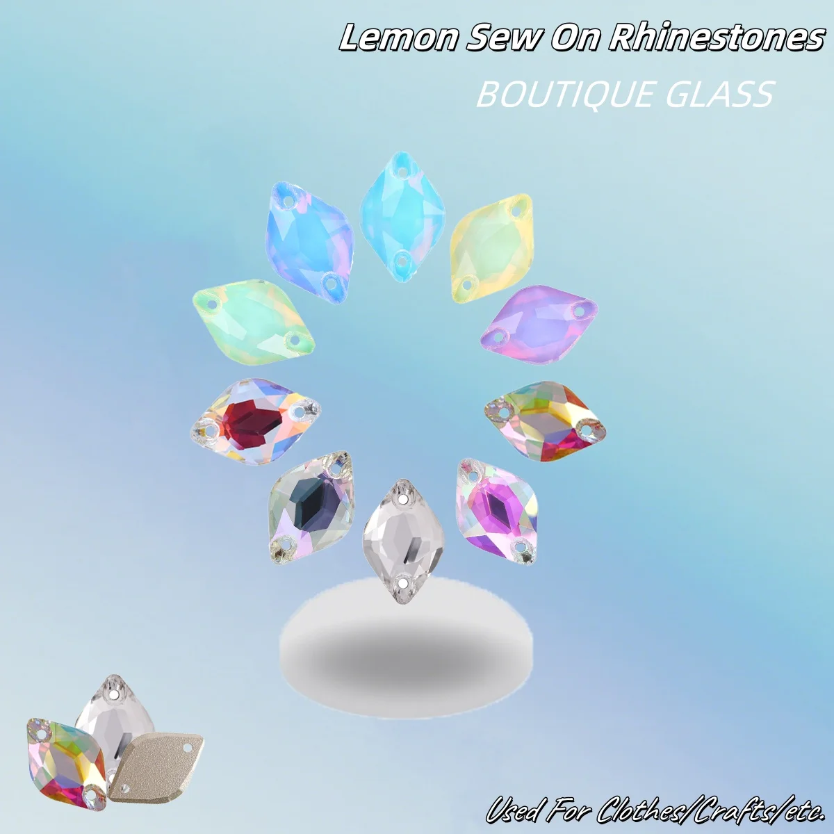 

9x14 мм 12x18 мм в форме лимона с золотой нижней частью, стеклянные пришивные стразы, блестящие швейные кристаллы для танцевального платья, поделки, украшения своими руками