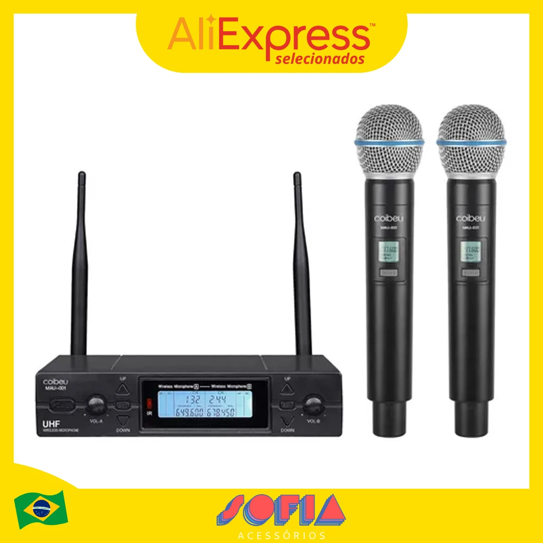 COIBEU MAU-001 Kit Sem Fio UHF com 2 Microfones: Uma Solução Profissional para Eventos, Apresentações e Karaoke